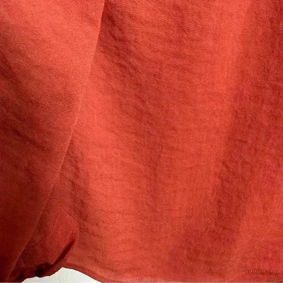 Simply Vera Vera Wang Blouse Semi-Sheer Ruffled Sleeves Burnt Orange Size XS - Picture 12 of 16